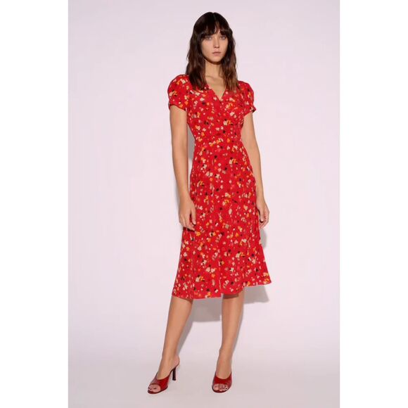 Realisation Par The Teale in Rouge Fleur 100% Silk Dress Size Large - Picture 3 of 11